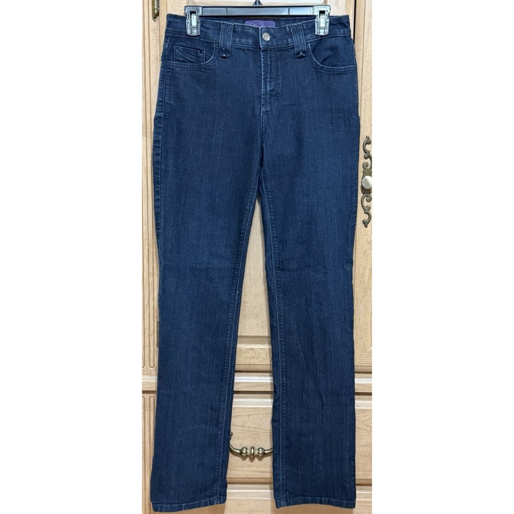 NYDJ Straight Jeans‎ Women's Size 8 Blue Lift Tuck Technology Stretch Denim